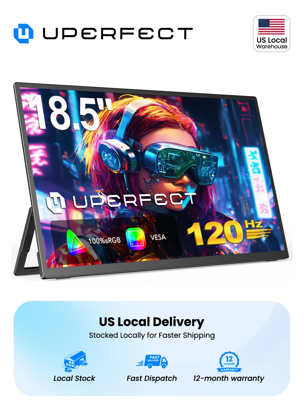 UPERFECT 18 UMax 18.5'' 120Hz Portable Monitor Laptop Extend Screen With Type-C Mini HDMI Second Display For MAC/Laptop/PC/PS5