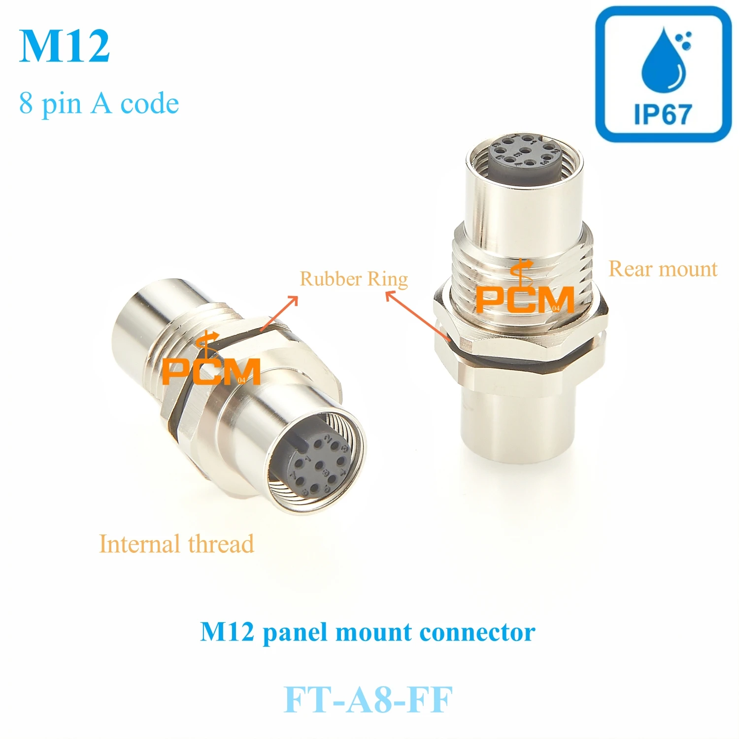 NMEA2000 M12 coupler A Coded 8 Pin Female to Female Panel Mount Connector Waterproof IP67 for Marine and Industrial Application