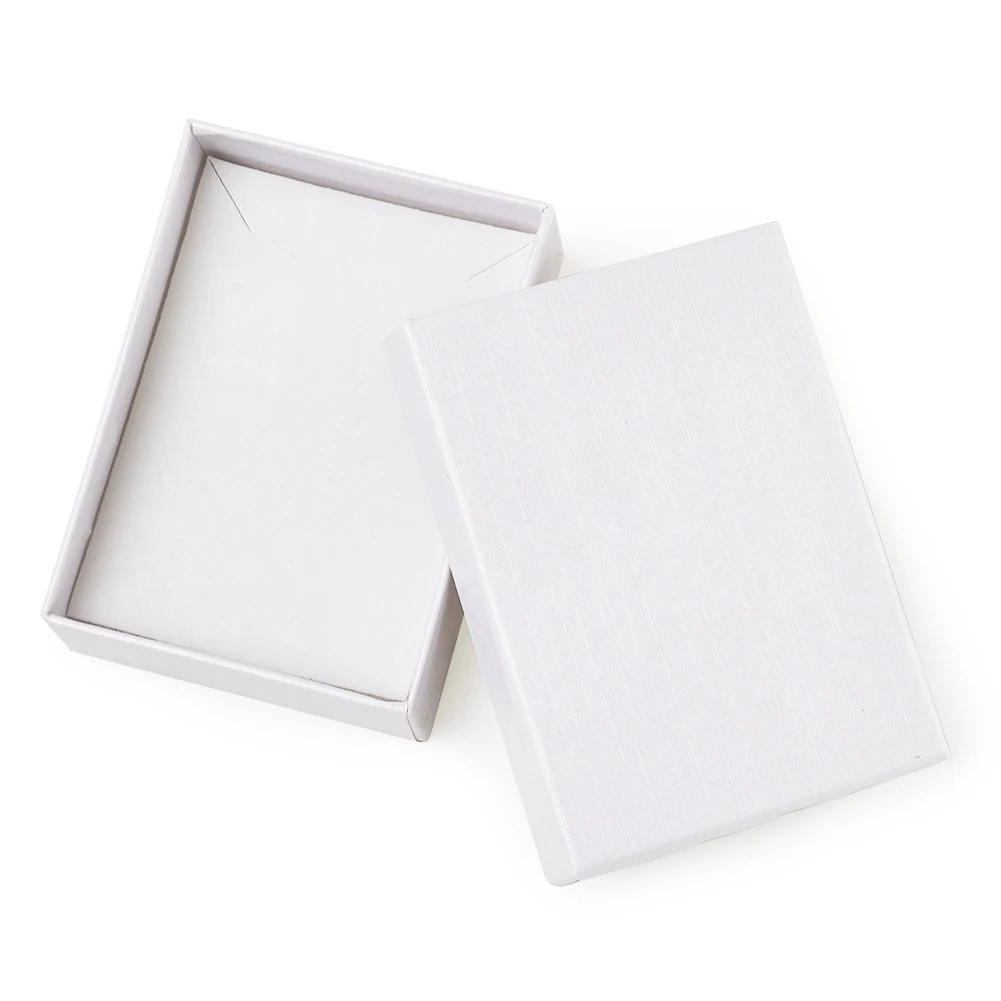 60pcs/Lot 9x6.5x2.8cm Rectangle White Black Cardboard Jewelry Set Boxes for Necklaces Earrings Rings Christmas