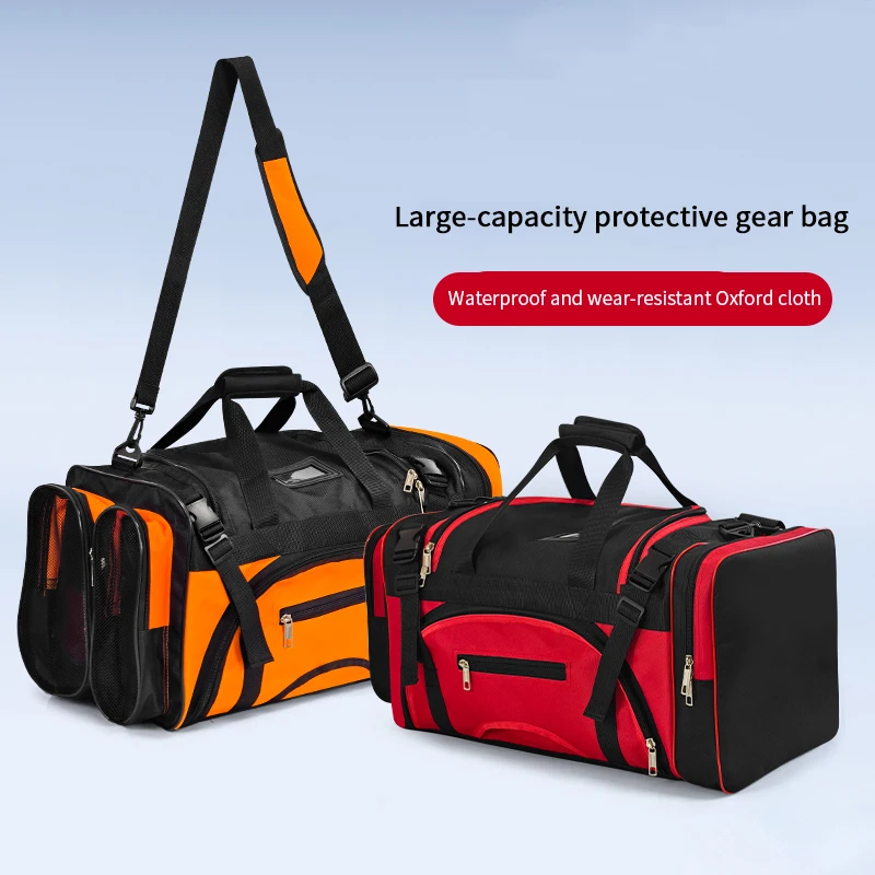 Large Capacity Sports Bag with Shoe Compartment Wear-Resistant Oxford Gym Bag Breathable Mesh Pocket Sports Gear Storage Holdall