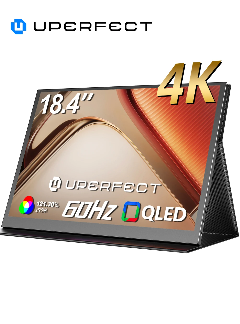 UPERFECT 18.5" 4K Portable Monitor 121% sRGB QLED Display 38402160 UHD with USB-C & Mini HDMI External Screen For Desktop Mac