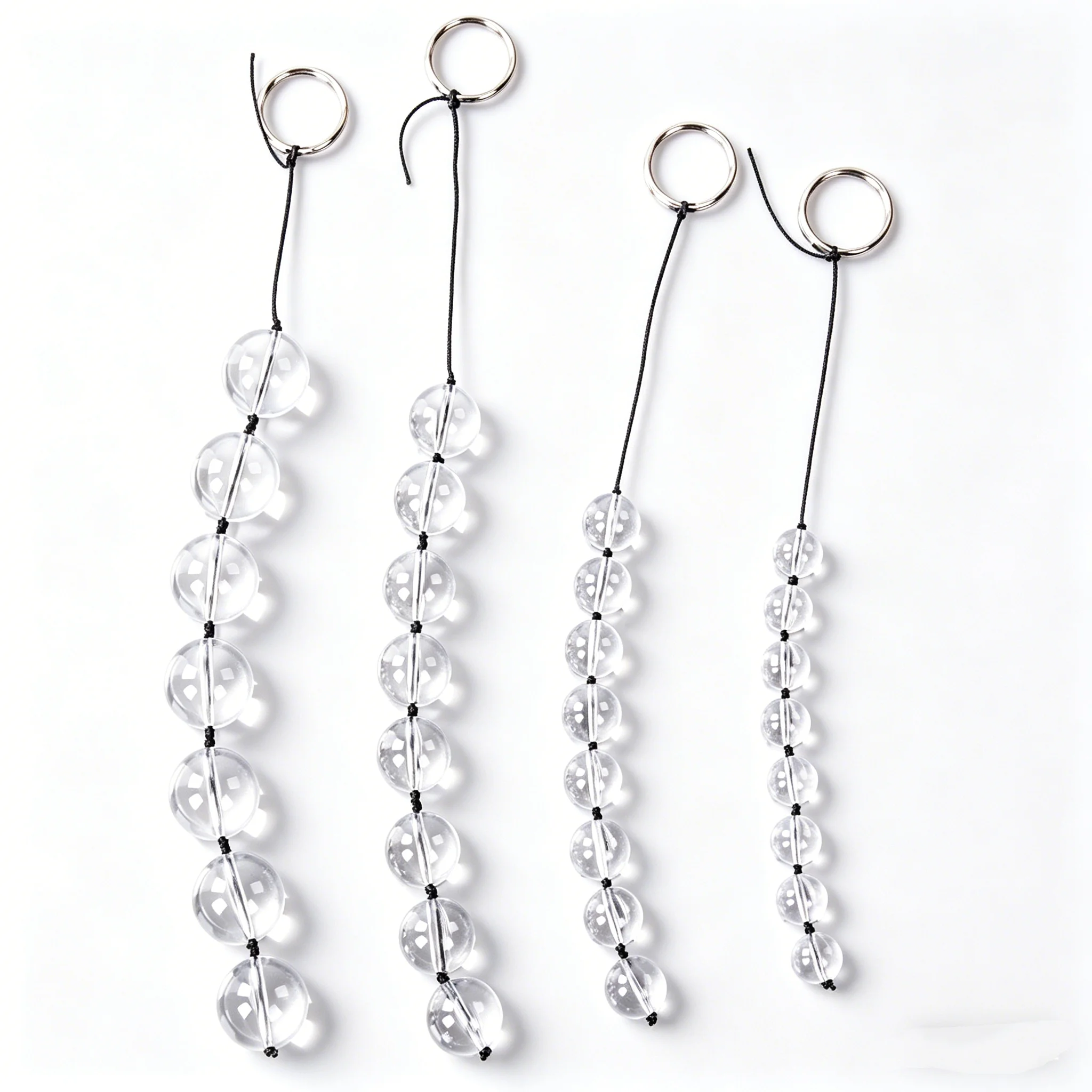 4Sizes Transparent Glass Bead Chain Clear Butt Plug Sex Toys for women gay,Anus G Spot Stimulator Adult Erotic Glass Sphere Ball