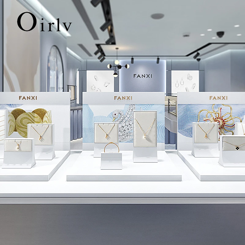 Oirlv White Jewelry Display Props Necklace Bracelet Showcase Stand Counter Display Props for Jewelry Shop Retail Window Display