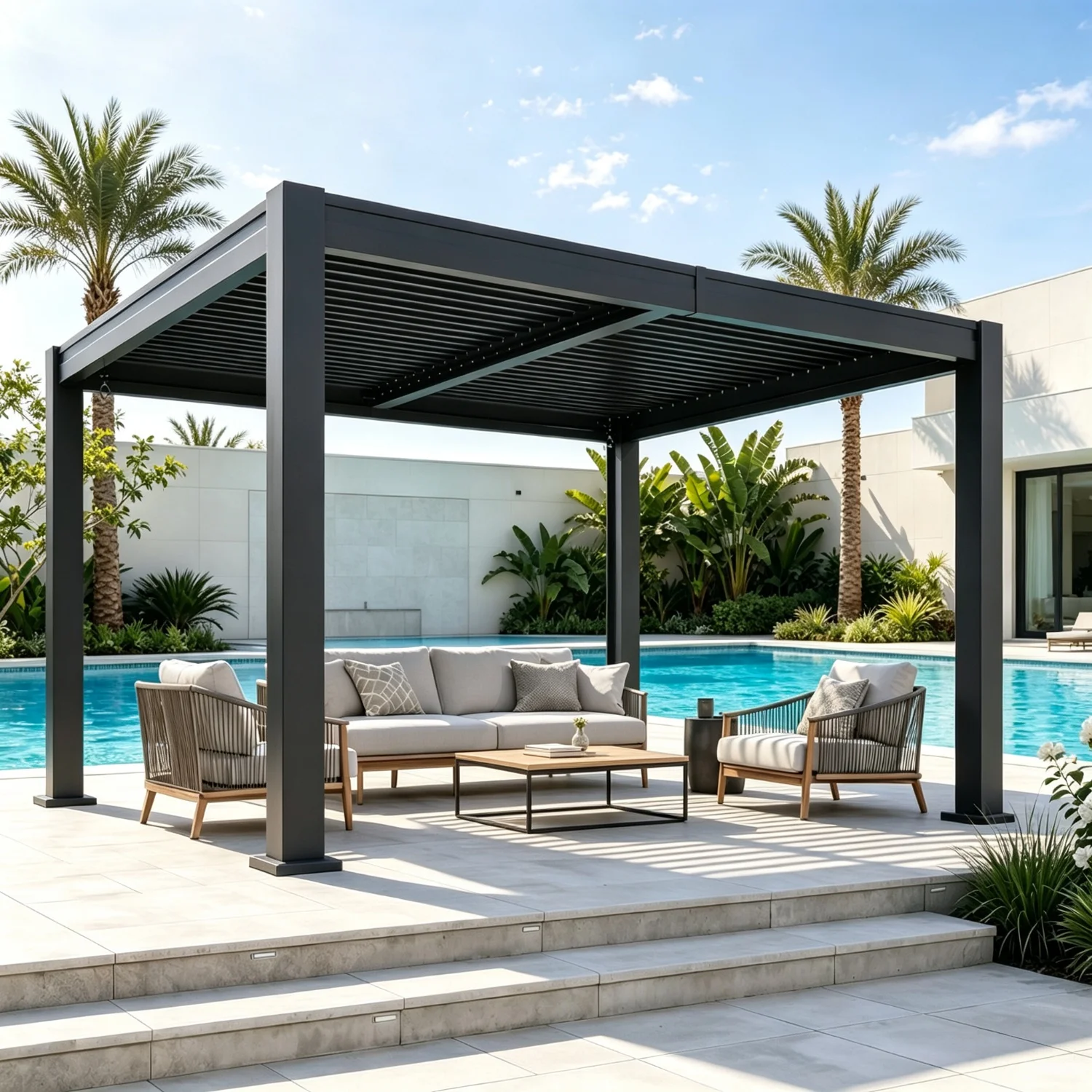 Nordivale 12X10ft Louvered Pergola All Aluminum Outdoor Gazebo With Adjustable Roofs Waterproof Curtains Netting Integrated Drainage System For Patios Poolside