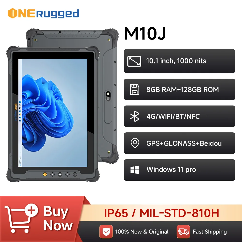 ONERugged Rugged Tablet 10.1 inch, M10J Windows 11 Pro Tablet 8GB+128GB, Industrial PC with 4G/WIFI/BT/NFC