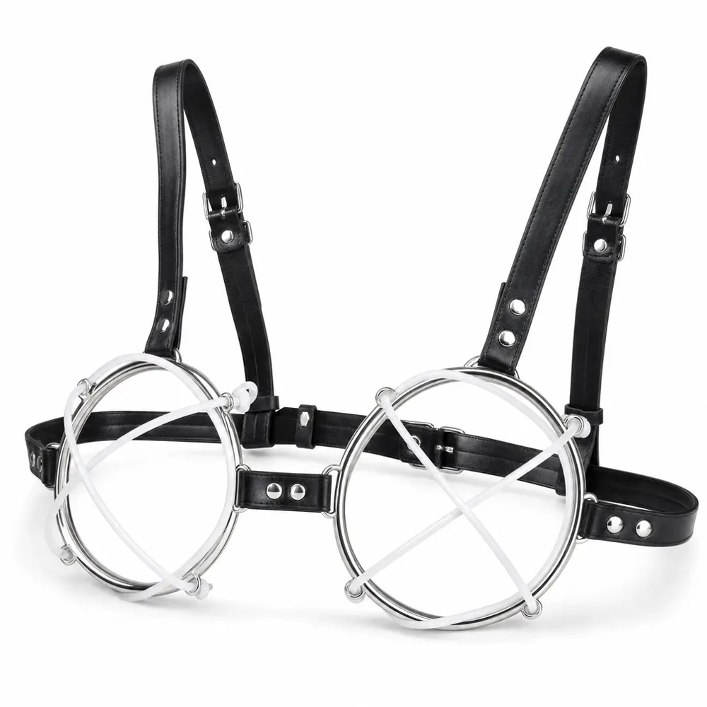 DIY Multi-Way Silicone Rope Breast Restraint Harness Metal Ring Cage Bra Adjustable Body Straps Erotic Lingerie Sextoy for Women
