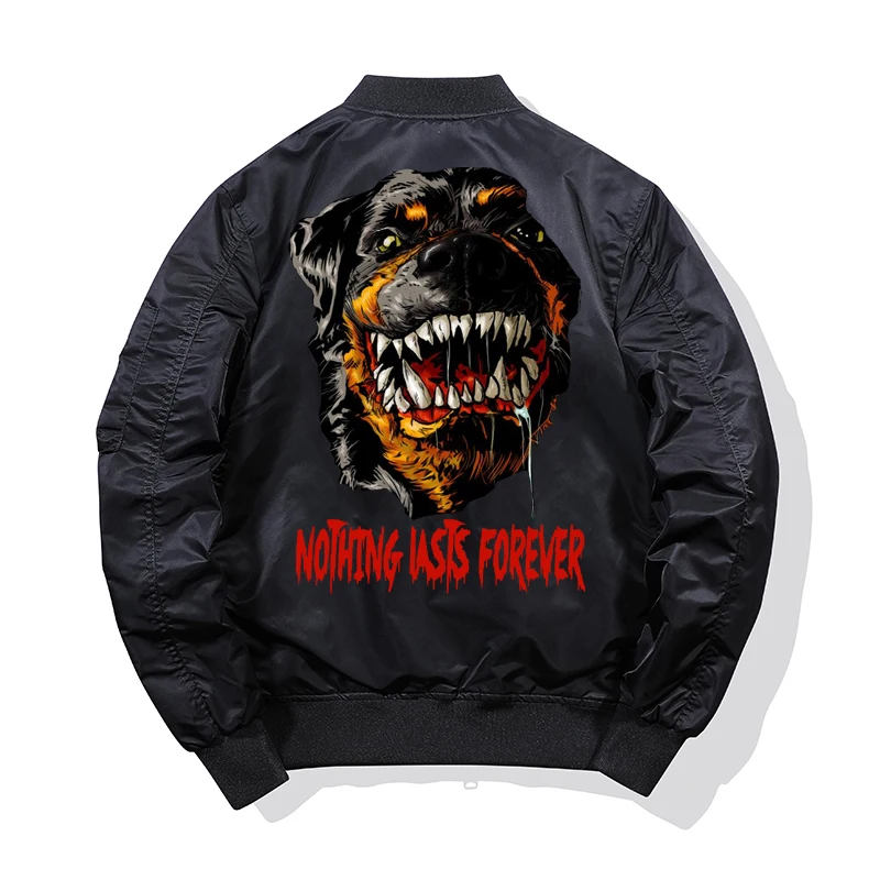 Ferocious Dog Animal print Bomber Jacket Mens Clothes streetwear mens Jackets Windproof Coat Mens Thick aviator Jackets