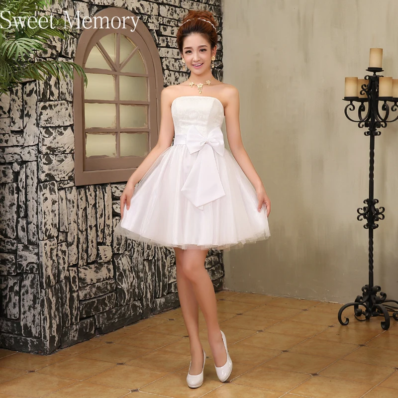 Sweet Memory In Stock Champagne Red White Short Bridesmaid Dresses Banquet Graduation Evening Party Prom Vestidos