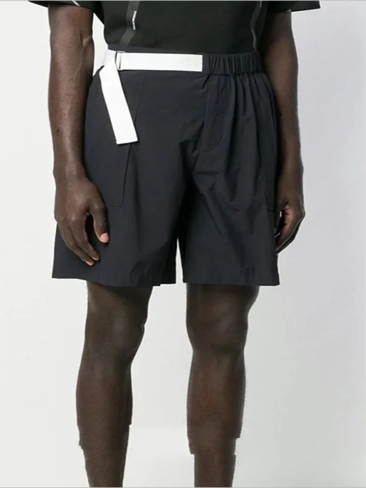 Summer New Men's Shorts Youth Fashion Trend Black Casual Half Pants Black And White Elastic Waist Cool Accessories