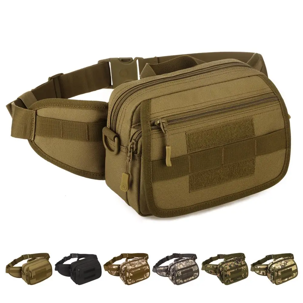 Men women army fans tactical waist pack three use combination waist bag multi functional outdoor cross waist bag camouflage bag