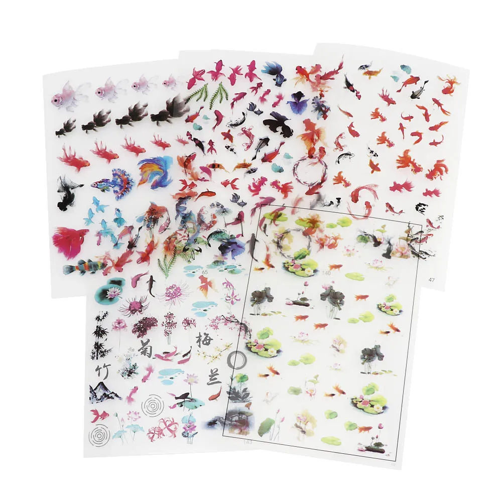 5 Sheets Mix Fish Epoxy Resin Molds UV Resin Stickers Filler Resina Silicone Molds Crystal Sticker Jewelry Making Tools