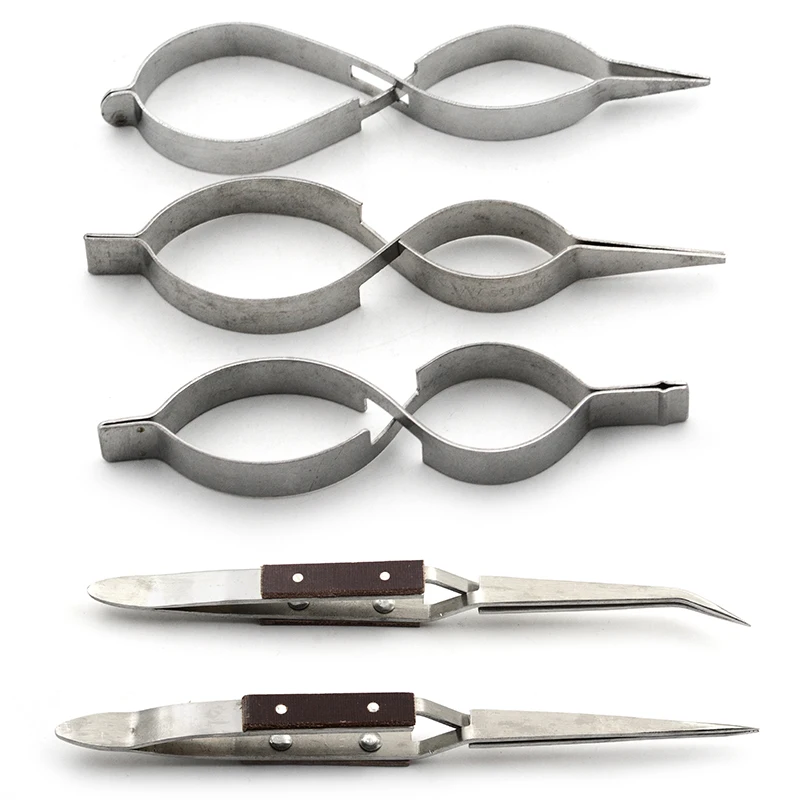 High-Quality Stainless Steel Gourd Clip  8-Character Rebound Tweezers, Buckle Chain & Pointed Rebound Clip