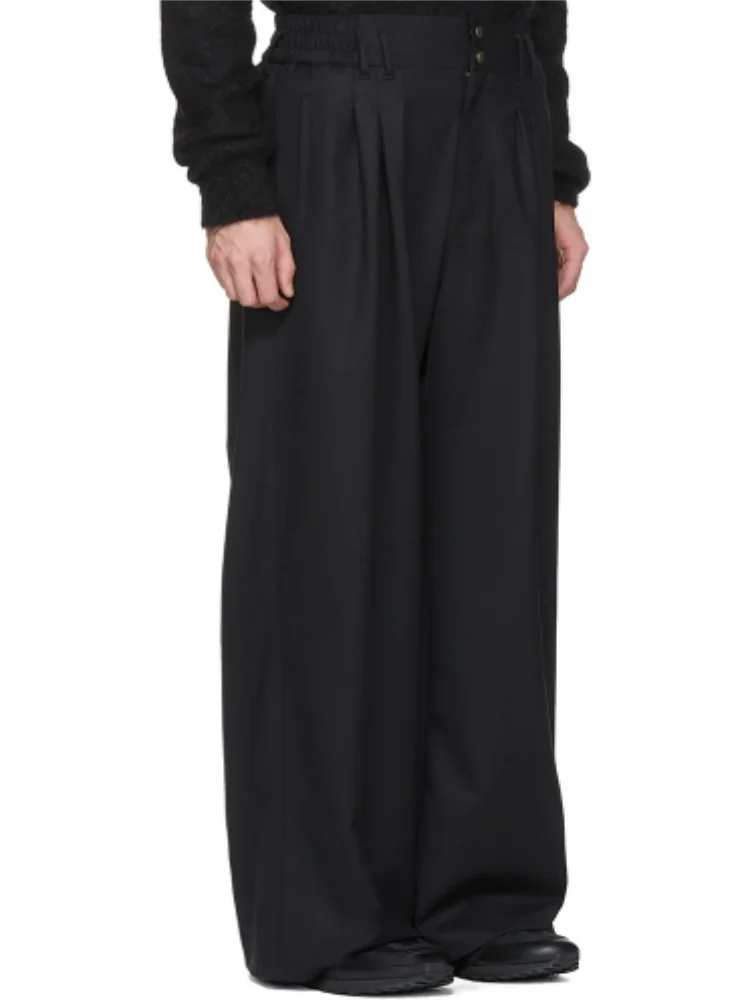 Men's Spring And Autumn New Casual Super Loose Hanging Wide-Leg Pants Model Catwalk In A Pair Of Drag-Out Trousers Trousers