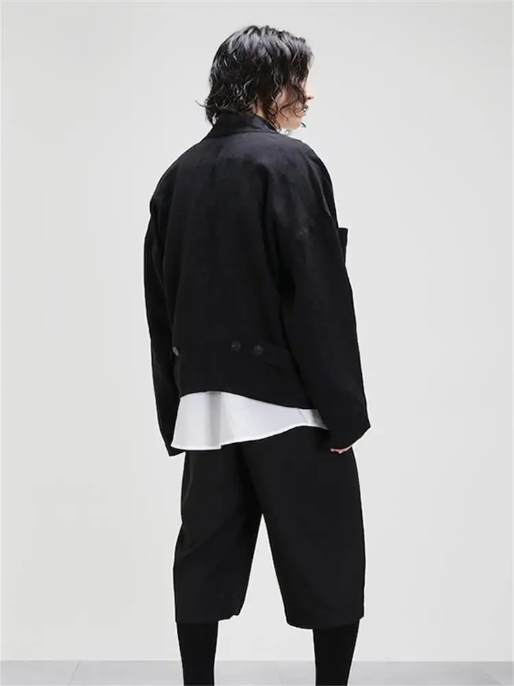 Large Size Loose Fashion Trend Men's Casual Pants Wide Leg Pants Culottes Simple Classic Seven-Point Pants