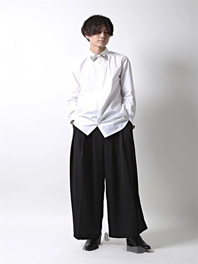 Men's new large-size loose casual wide-leg culottes concise anti-wrinkle trend of young men and women with trousers