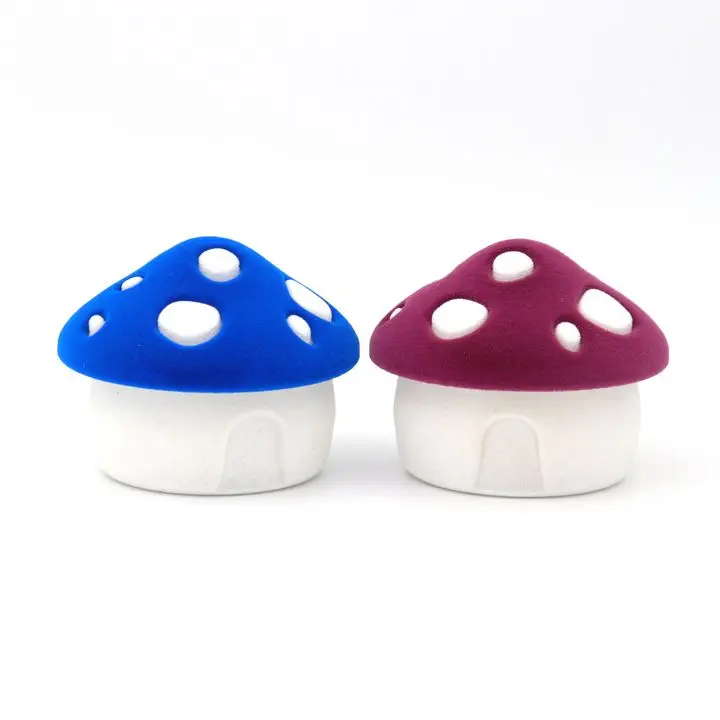 Lovely Velvet Mushroom Little House Jewelry Gift Box Ring Earring Necklace Packaging Trinket Storage Display Holder Wholesale
