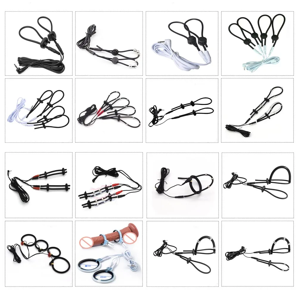 Electric Shock Silicone Penis Ring SM Electro Stimulate Bead Glans Massage Cock Therapy Enlarge Delay Scrotum Rings Male Sex Toy