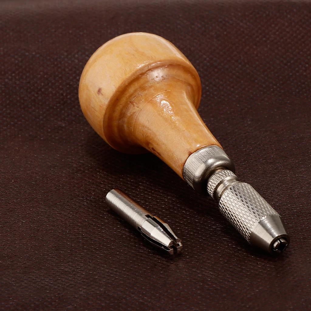 Pin Tong Handy Vise with Wooden Comfort Shape Handle and 1 Extra Collet Jewelry Watch Making Tool DIY Hand Drill Pin Vise Resin