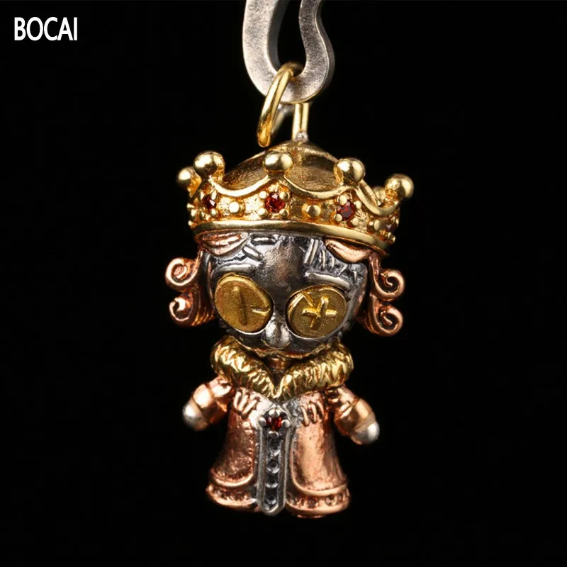 BOCAI New Solid S925 Silver Jewelry Cartoon Doll Pendant Retro Cute Queen Doll Fashion Woman Pendant Fine Choice Jewelry