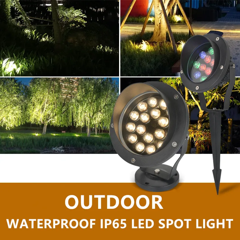 3W 6W 12W 18W RGB Garden Lawn Light Outdoor LED Spike Lamp Bulbs Path Landscape Waterproof IP65 Spotlight 85-265V DC12V