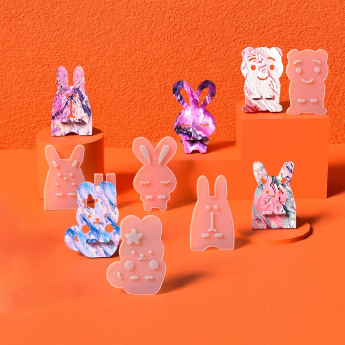 1PC UV Resin Jewelry Silicone Mold Support Mobile Holder Phone Stand Crystal Epoxy Silicone Resin Mold for Jewelry Making