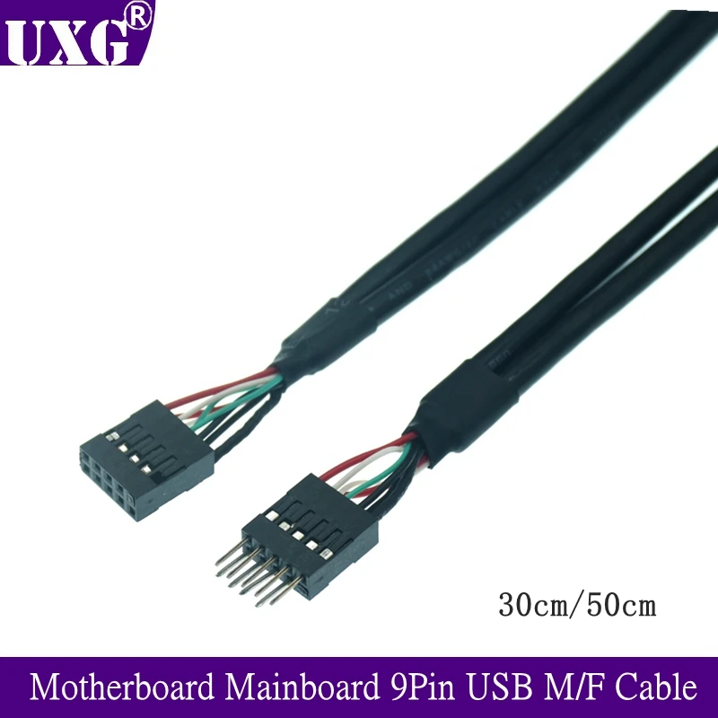 Motherboard Mainboard 9Pin DuPont 2.54mm USB 2.0 Male to Female Extension Dupont Data Cable Cord Wire Line 30cm for PC DIY 0.3m