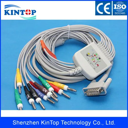 Compatibe New One-piece 12-Channel ECG EKG Cable for Bionet, BTL,CardioTech, Mortara,Burdick,Philips, Welch Ally banana 4.0type