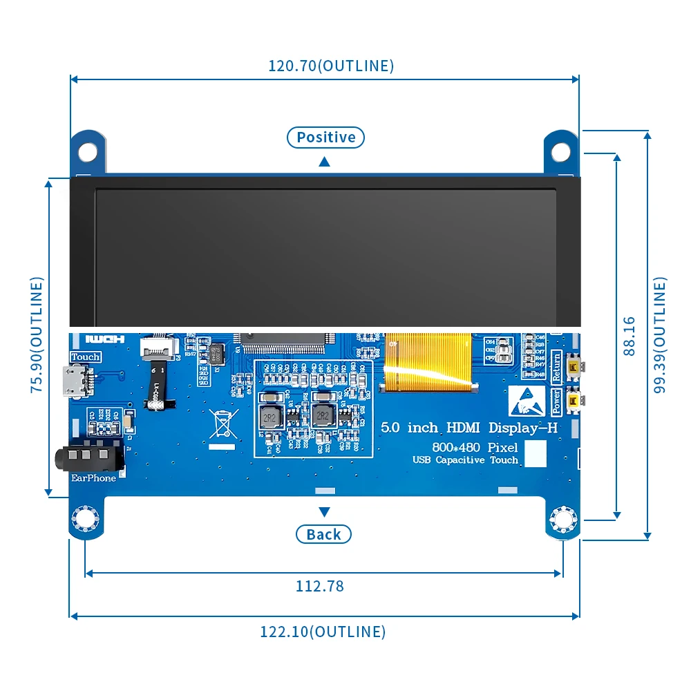 5008 5inch IPS AIDA64 LCD Display Capacitive Touch HDMI Module 800 x 480 for Raspberry Pi 3 Pi4 PC monitor banana pi orange pi