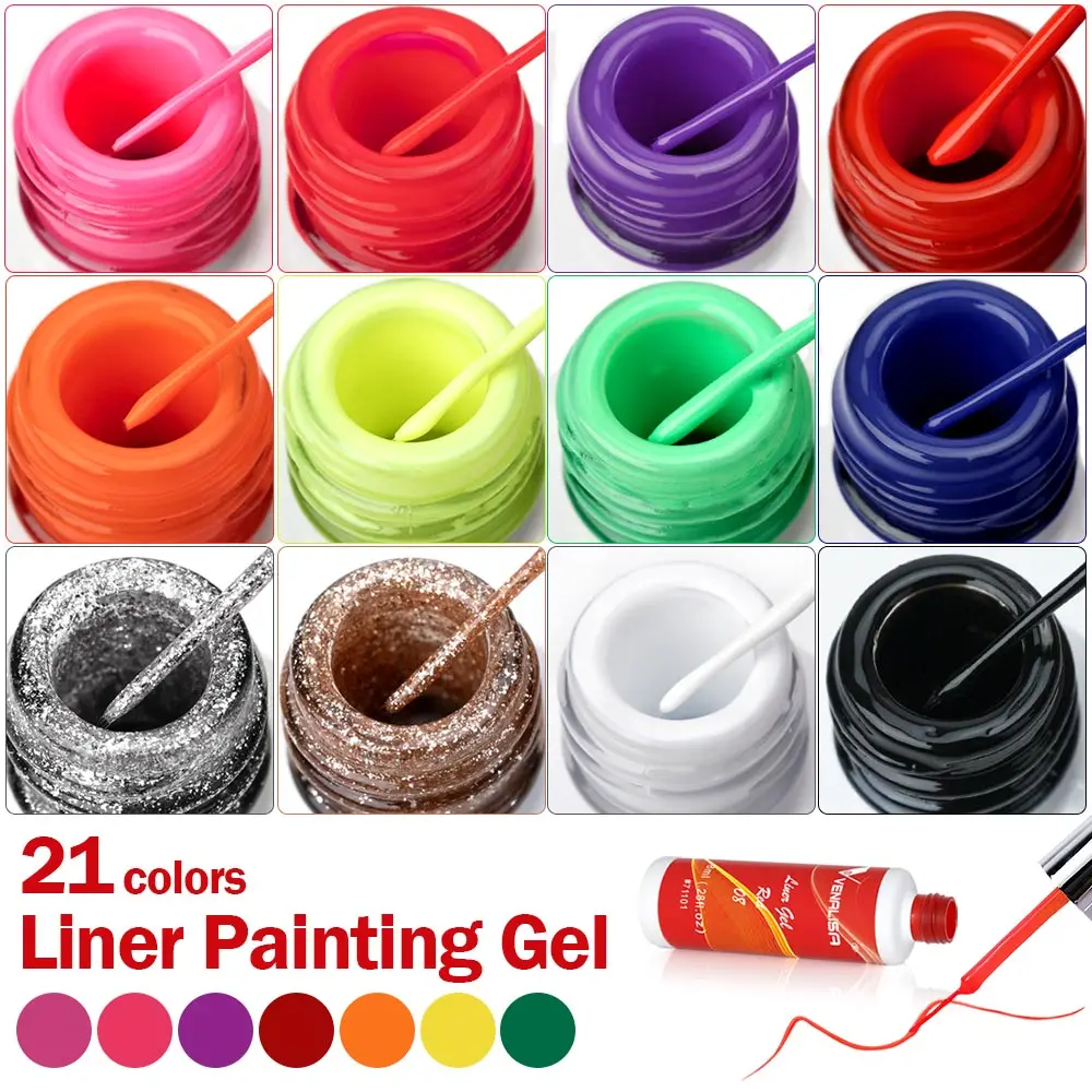 Venalisa Winter Nails Spider Gel Liner Drawing Line Gorgeous Color French Gel Nail Polish Gold Silver Painting Gel Nail Manicure