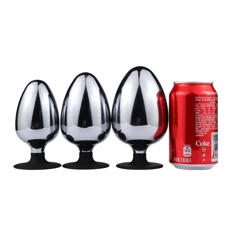 Super Big Metal Anal Plug Silicon Base Suction Cup Anal Butt Plug Sex Toys 3 Size For Choice
