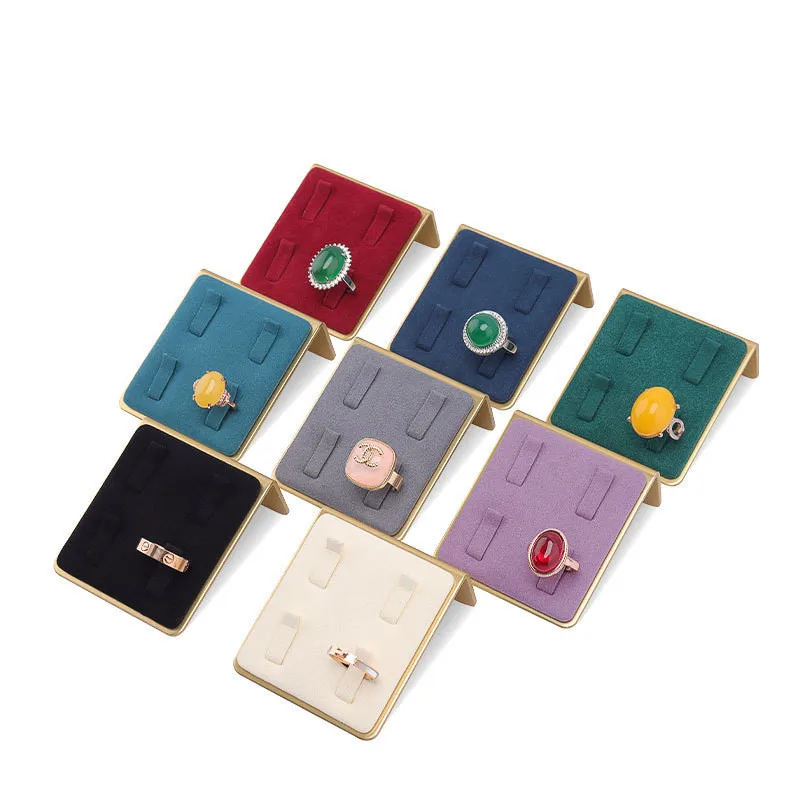 Fashion Velvet Jewelry Storage Tray Metal High Quality Ring Holder Cool Organizer Shelf Colorful Women Jewelry Holder