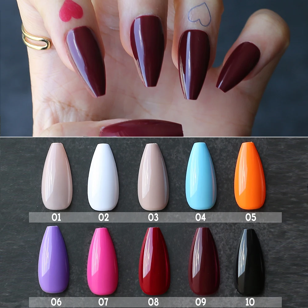 Short Ballet Fake nails Burgundy color False nails Vampire UV gel Coffin Exquisite Medium Artificial nails