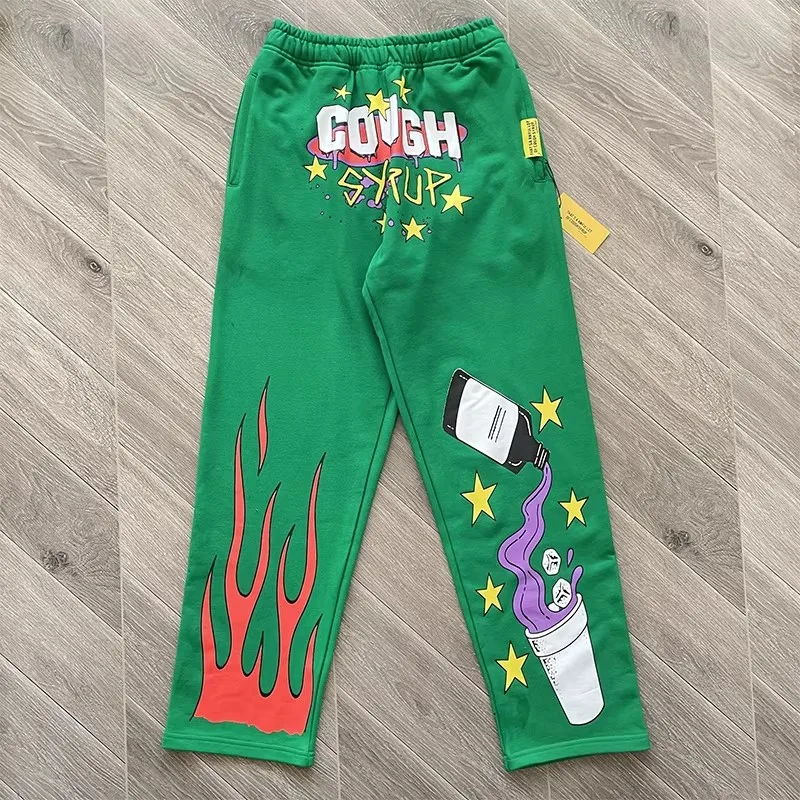 Code Print Tag That's A Awful Lot of Cough Syrup Star Flame Print Sweatpants Men Women High Quality Pants Loose Jogger Trousers