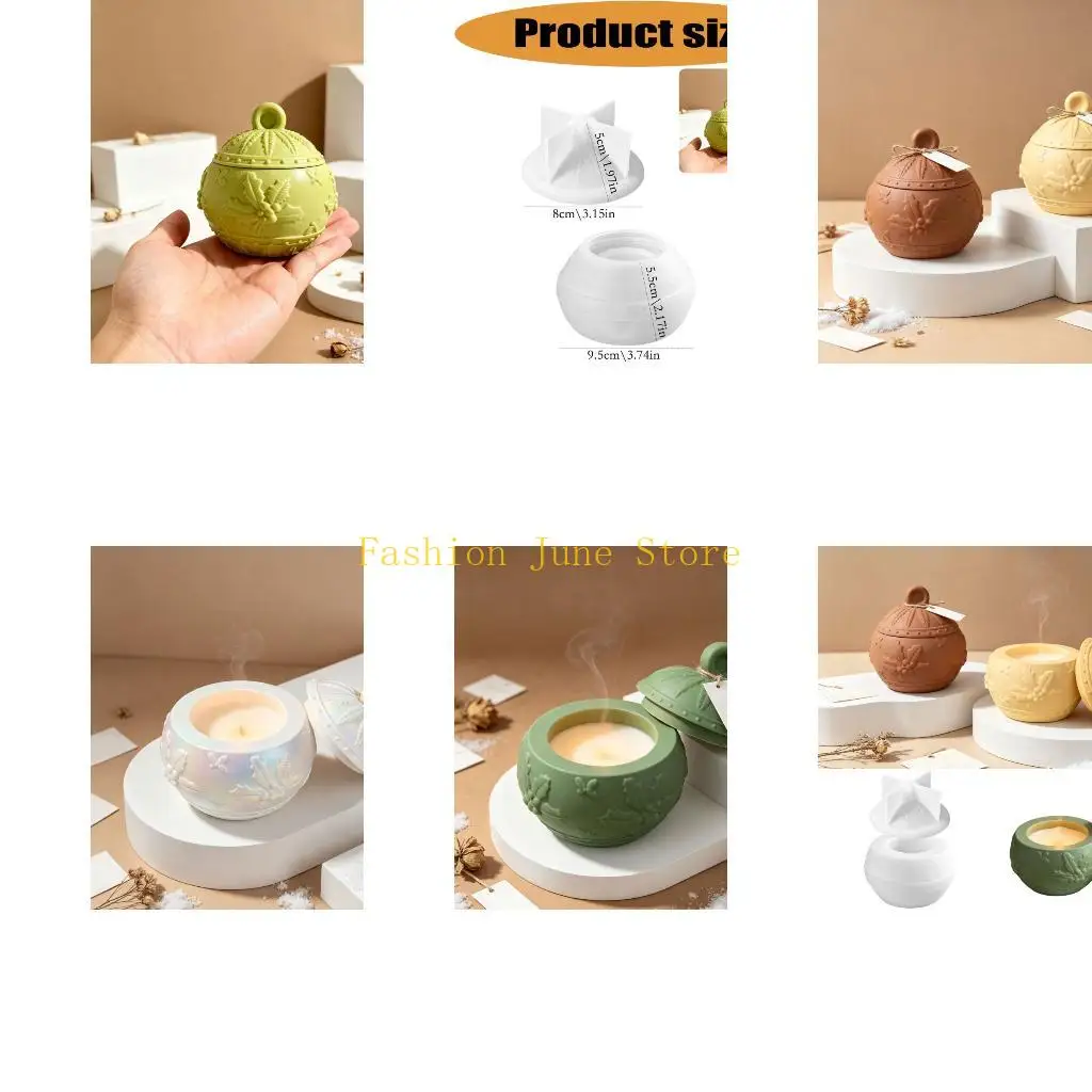 N5KA Resin and Wax Silicone Cup Mold with Raised Relief Texture for Decorative Container Casting and Handmade Project Display