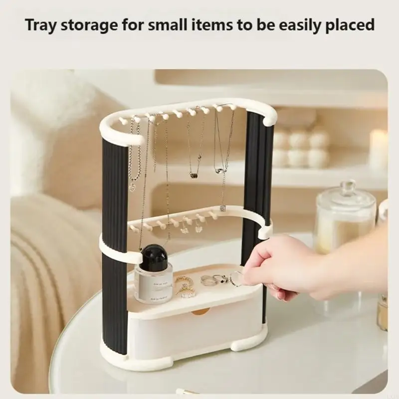 Elegant Plastic Jewelry Holder with Multiple Layers Necklace Display Stand for Store and Various Accessories