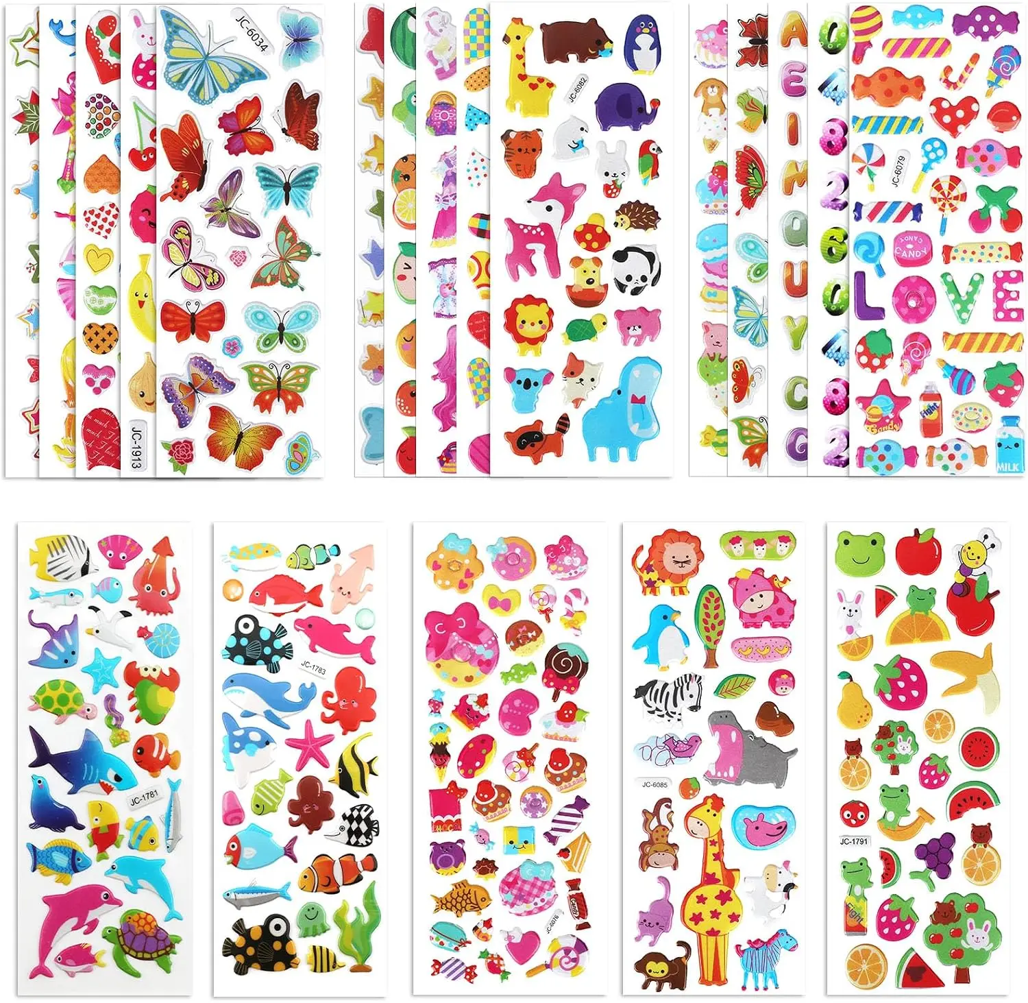 Includes Animals Numbers Letters Fruits for Scrapbooking Journal Water Bottle DIY Craft Girl Style