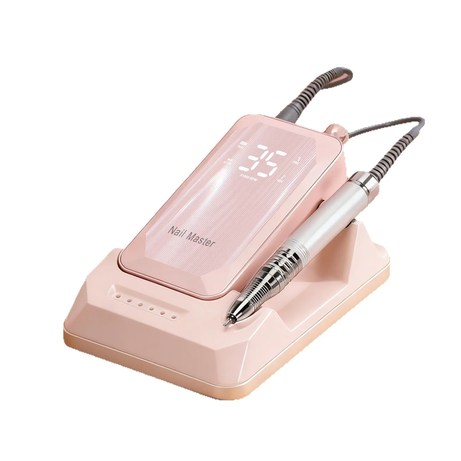 Professional portable brushless nail drill; new low vibration metal nail polisher; 35,000 RPM nail drill with USB charging dock.