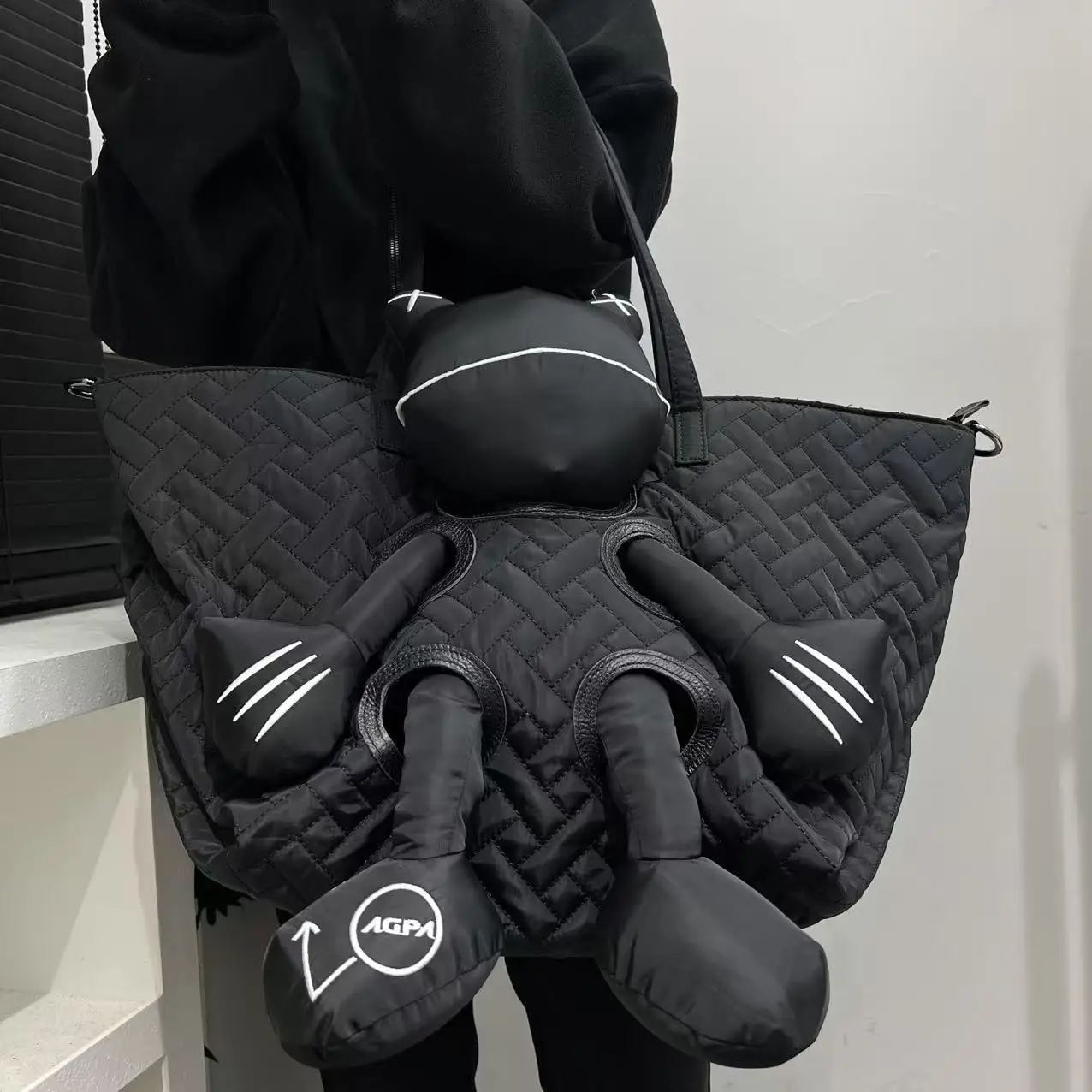 Fashion big doll nylon big bag embroidered check all large capacity Oxford cloth shoulder bag women's bag