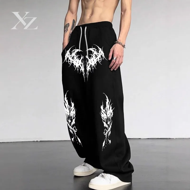 Opening Sale |Men's Gothic Tribal Print Wide Leg Sweatpants - Loose Hip Hop Streetwear Trousers Elastic Waist Casual Pants