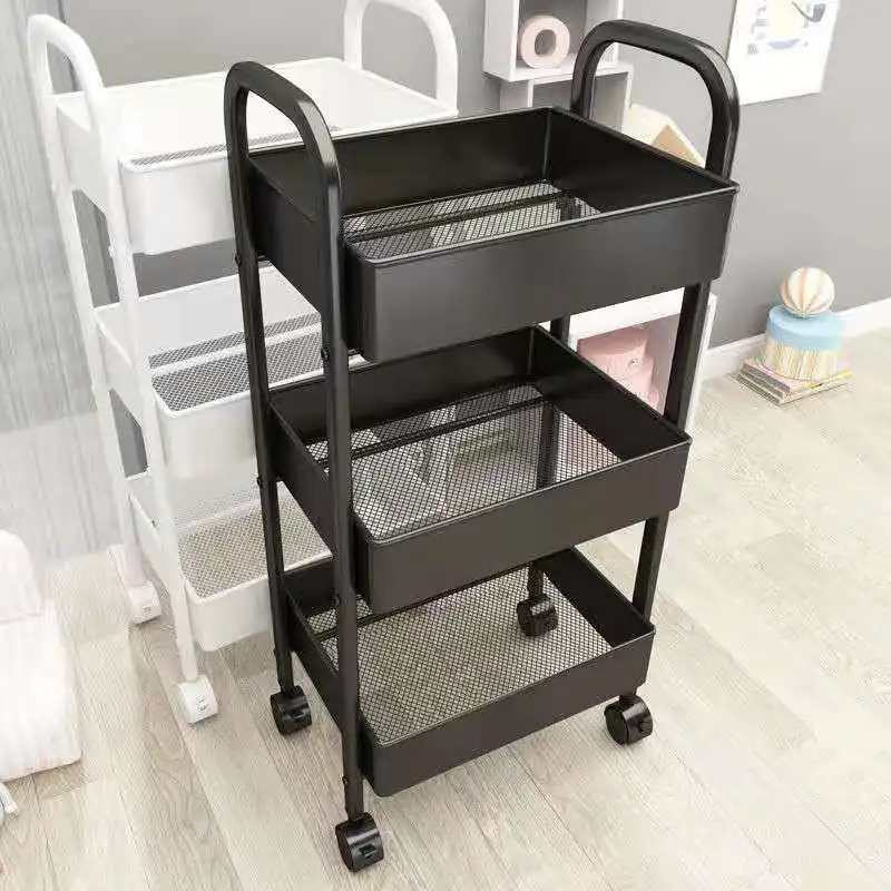 Rolling Cart Storage Rack Mobile Multi Tier Kitchen Bedroom Bedside Rolling Cart Removable Storage Rack Household Handcart