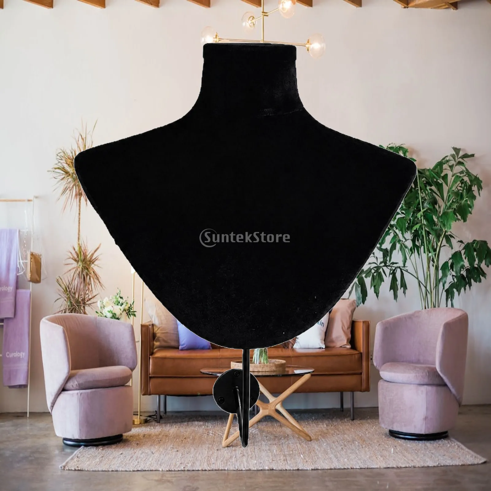 Jewelry Bust Display Stand for Necklaces and Scarves with Sturdy Iron Hook Wall Mounted Boutique Counter Decor