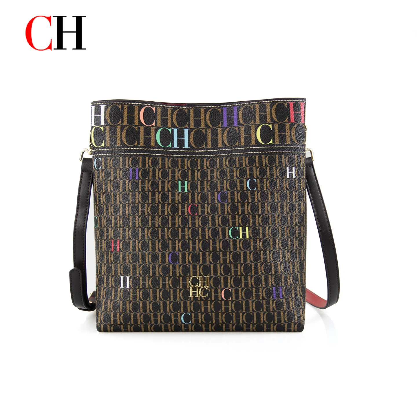 CH Women Crossbody Bag PU Leather Letter Print Shoulder Bag Fashion Small Messenger Bag Casual Ladies Handbag Daily Travel Purse