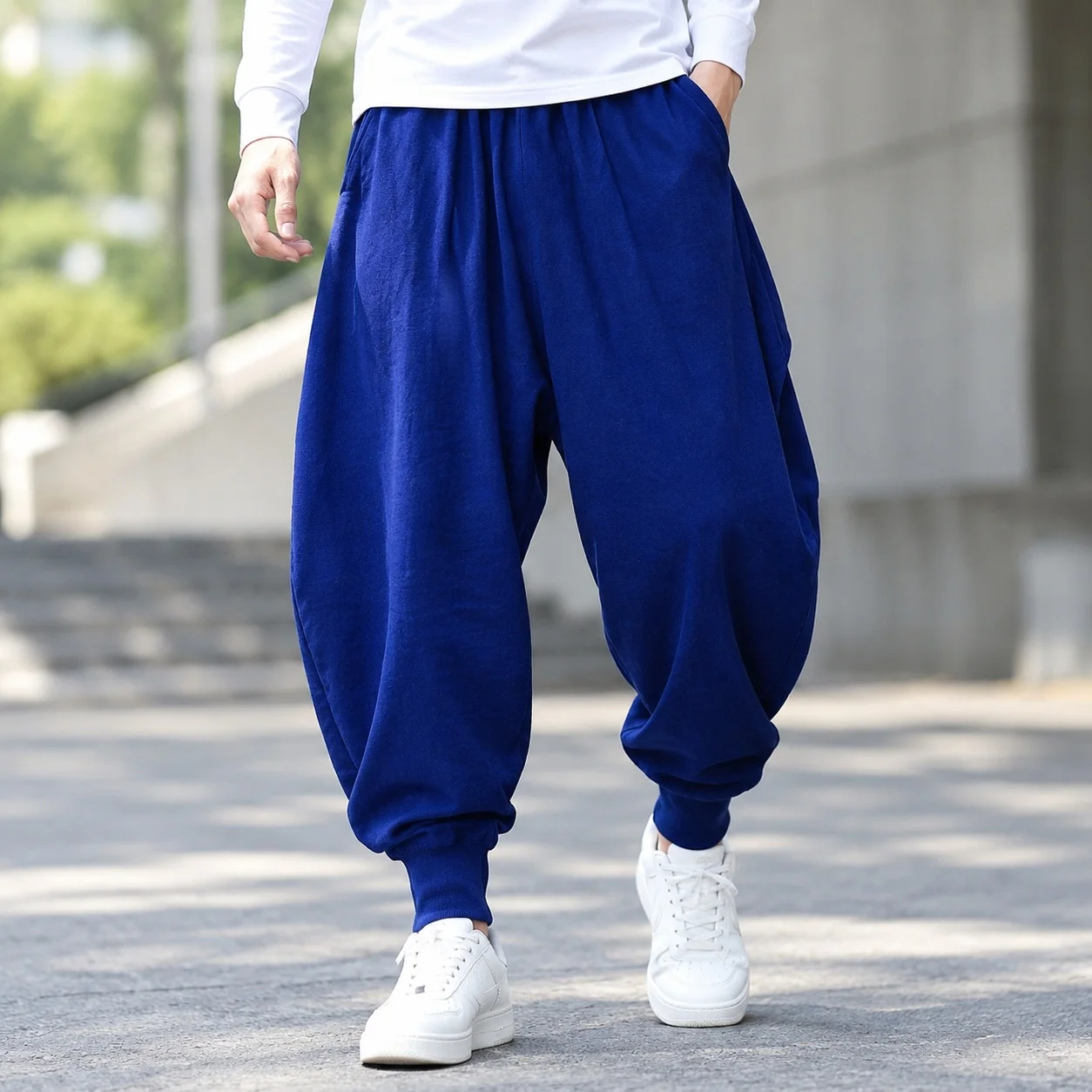 No Stretch Loose Fit Belt Full Length Western with Ribbed Hem Summer Mid Rise No Belt Drawstring Closure Woven Spring Men Pants