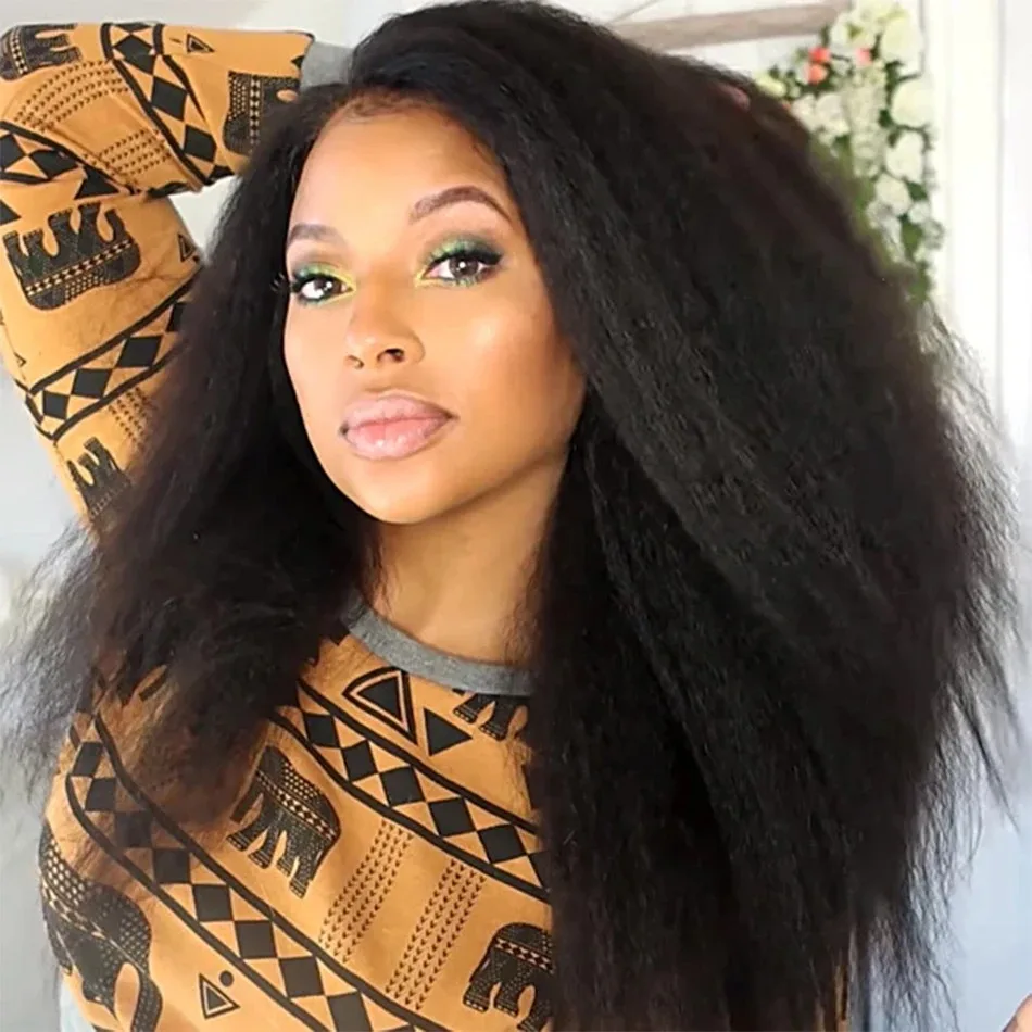 Kinky Straight Half Wig Human Hair With Drawstring Half Wigs for Women Human Hair 3 In 1 Seamless Flip Over Half Wigs  Human Hair 22 Inch Full Machine Made Wig
