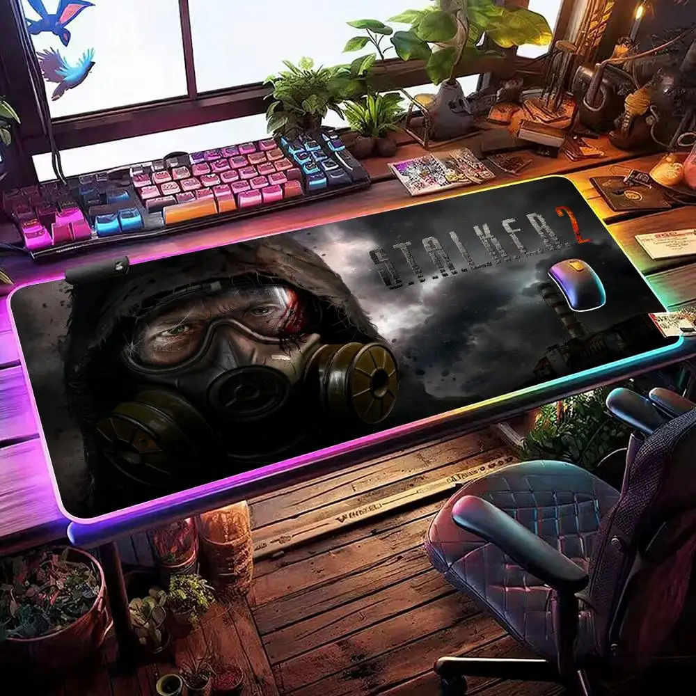 GAME Stalker 2 Chornobyl Mouse Pad RGB Gaming Mouse Pad Desk Mat HD Gamer Large LED Light XXL MousePads