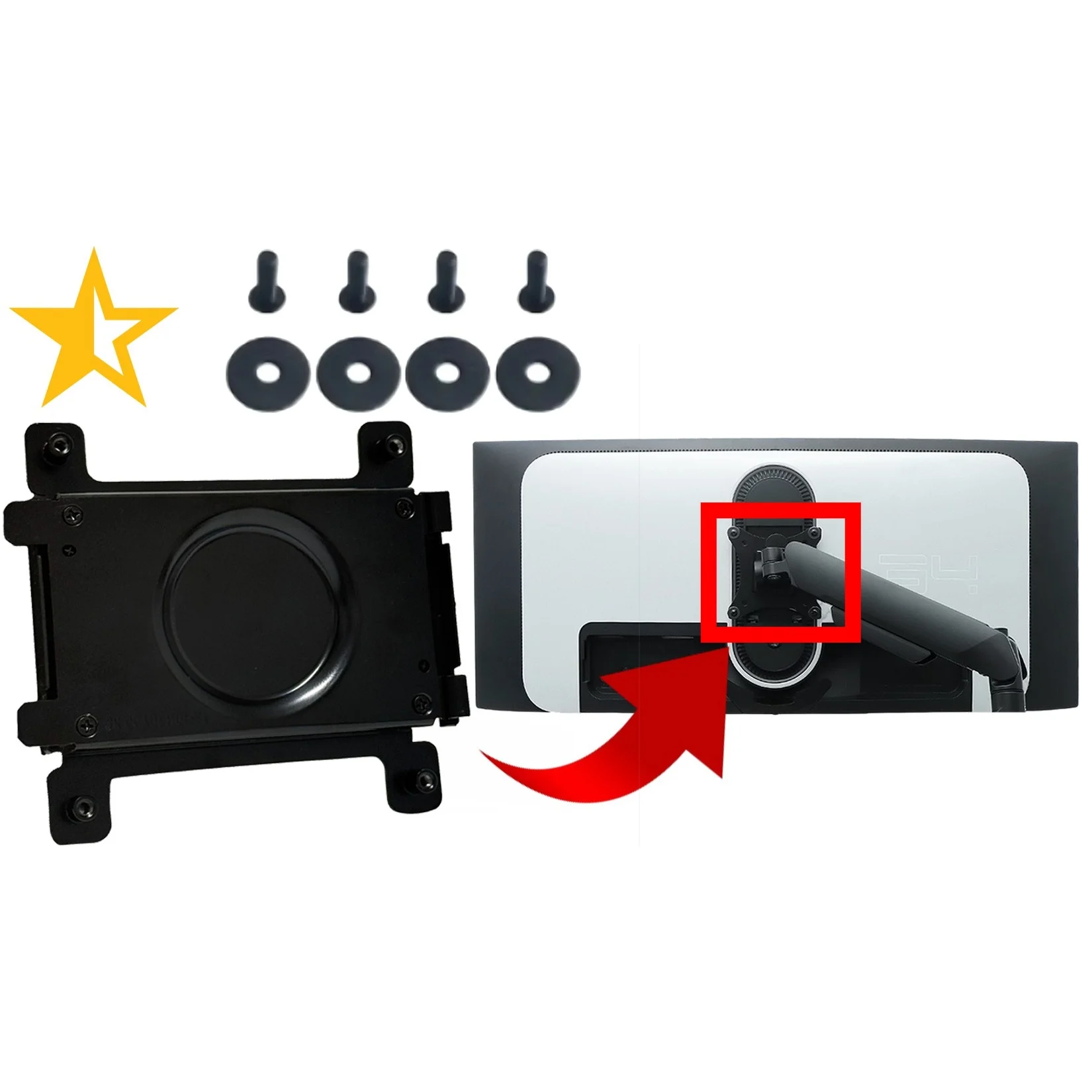 VESA Mount Adapter for DELL Alienware AW3423DW Monitor Bracket Mounts to 100*100 Stand / Arm / Desk Mount -Metal Material