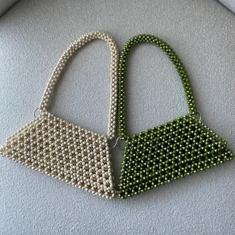 Irregular Beads Made Woven Bags Ins Design Hollowed Out Personalized Mobile Phone New in Handbag Customizable Color Women's Bag