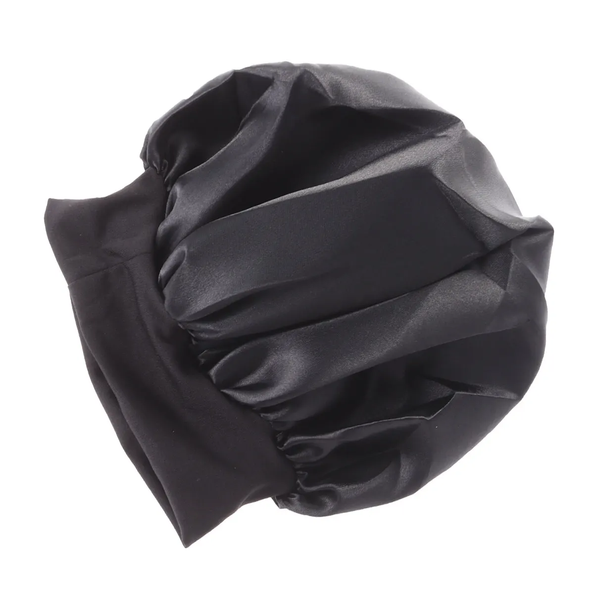 Wide Side High Resilience Sleeping Cap Black Durable Fabric Adjustable Elastic Headband Protect Hair Dozen Long Hair