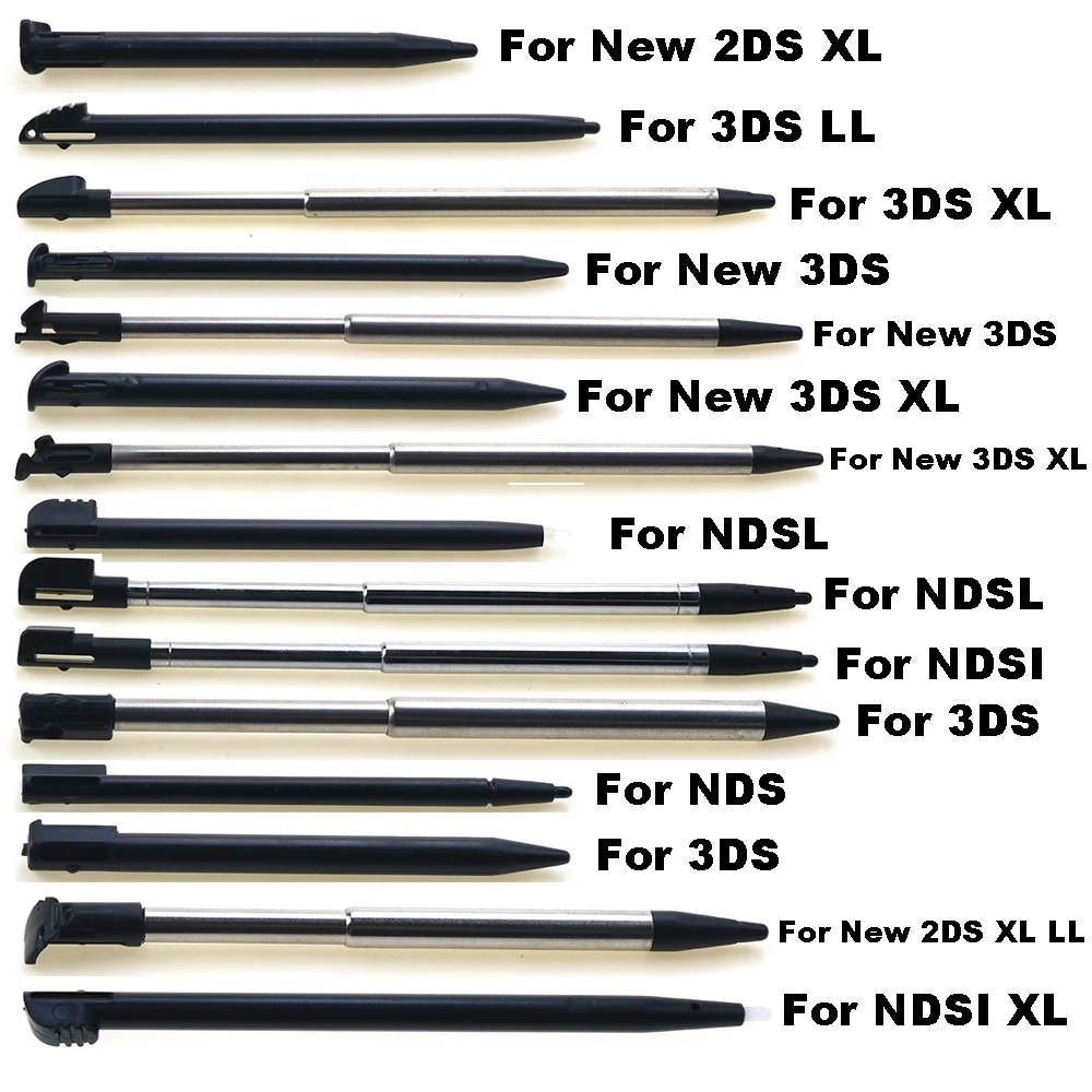 1PC Black Metal Telescopic Stylus Plastic Stylus Touch Screen Pen for 2DS 3DS New 2DS LL XL New 3DS XL For NDSL NDSi NDS