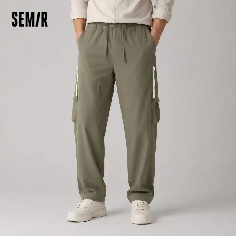 Semir Men Pants Cool Color Block Loose Wide Leg Casual Long Pants 2026 Summer Trendy Style